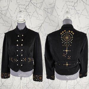 Simon Chang Black Metallic Spiral Studded Boxy Fit Jacket